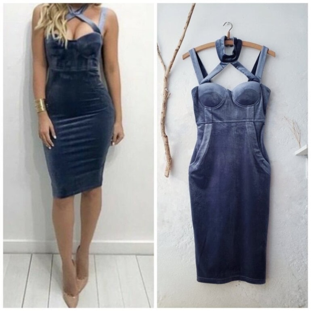 L'ATISTE Navy Velvet Dress